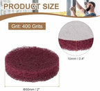 HARFINGTON 16pcs Scrubber Scouring Pads 400 Grits 2 Inch Drill Power Brush Hoop and Loop Surface Conditioning Disc Drill Scuffing Disc Scrub Pads for Home Kitchen Cleaning, Red