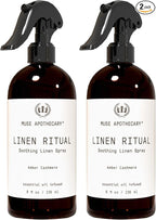 Muse Apothecary Linen Ritual - Aromatic, Soothing, and Relaxing Linen Mist, Laundry and Fabric Spray - Infused with Aromatherapy Essential Oils - 8 oz, Amber Cashmere, 2 Pack