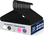 SereneLife Premium 20 Pack Plastic Hangers, Lightweight, Durable, Space Saving Clothes Organizers, Suitable for Shirts, Sweaters, Hoodies, Dresses, Kids Clothes, Good for Home Organization (Black)