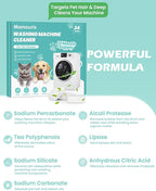 Washing Machine Cleaner Tablets: 24 Pack Deep Cleaning For HE, Front Loader & Top Load Washer, Removes Pet Hair, Odors, Formulated for Pet Owners, Septic Safe, 12 Month Supply, 11G