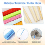 6 Pcs Mini Dusters for Cleaning Microfiber Detail Duster Sticks Fan Cleaning Brush Crevice Cleaning Tool AC Vent Cleaner Fan Blade Cleaner Dusters for Cleaning Home Car Window Blind