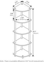 Furinno TURN-N-TUBE Corner Shelf Set of 2, 5-Tier Corner Bookshelf, Open Storage Shelves, for Organization and Storage, Living Room, Home Office, Garage, Dark Cherry