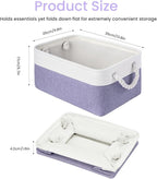 Storage Baskets for Shelves 13.8x9.8x6.7 Inch-Foldable Fabric Organizing Storage Bins with Handles, Closet & Bathroom Organizer, Home Storage for Kitchen, Office (3-Pack, White&Purple)
