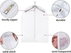 MsKitchen 6 Pack Short Garment Bags (24x31") - Dustproof Covers for Kids Clothes - Durable PEVA Storage Bags with Sturdy Zipper for Dance Costumes, Tops & Folded Pants (Translucent)