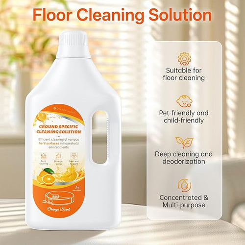 1L Sweet Orange Floor Cleaning Solution Compatible with Roborock&Eufy&iRobot&Ecovacs&Dreame&Shark, Fragrance Deodorization, Deep Cleans for Multiple Hard Floors, Suitable With All Robot Vacuum