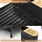 Large Dish Drying Rack, Multifunctional Dish Rack for Kitchen Counter, Expandable Dish Drainers with Drainboard Utensil Holder, Cup Holder, Black