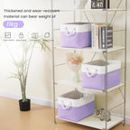Large Storage Baskets- 15x11x10 inch Storage Bins for Shelves and Closet Organizing, Foldable Fabric Bin for Home Organization Clothes and Laundry (1-Pack, White&Purple)