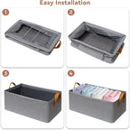 SNWDN 4 Pack Closet Cloth Storage Bins for Shelves,Large Storage Baskets for Shelves,Fabric Bins for Closet organization with Handles（Grey 17''L x 12''W x 10''H）