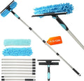 122'' Window Washing Kit with Extension Pole, 2-in-1 Window Cleaning Kit with Scrubber and Rotating Head, Window Cleaner Tool for Shower Rooms, Glass, Floors, Tiles, Walls, Car Windshields