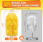 Heavy Duty Duster Refills for Swiffer Duster (60 Count) | 360° Unscented Disposable Multisurface Dusters with 1 Handle- for Home, Blinds, Fans & Corners, Yellow