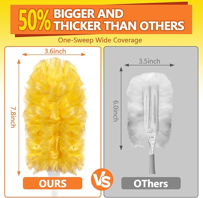 Heavy Duty Duster Refills for Swiffer Duster (40 Count) | 360° Unscented Disposable Multisurface Dusters with 1 Handle- for Home, Blinds, Fans & Corners, Yellow