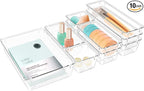 StorMiracle 10 PCS Drawer Organizer Set,4 Varied Size Bathroom and kitchen Drawer cabinet organizer Trays, Clear Storage Bins for Makeup, Jewelry, Utensils and Gadgets