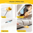 AIDELY 6 FT Extendable Duster Handle with 20 Pcs Refills, Heavy Duty Starter Kit Compatible with Swiffer, Disposable Microfiber Dusting Pads for Ceiling, Fan, Window & Hard to Reach Areas Cleaning