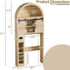Spurgehom Over The Toilet Storage Cabinet, Bathroom Shelf Organizer Freestanding, Bathroom Arch Cabinet Over Toilet with Toilet Paper Holder and Anti-Tipping Device (Two Sliding Door-Wood)