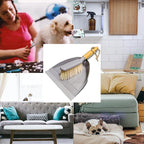Dustpan and Brush Set -Small Broom Dustpan Set, Hand Broom and Dust Pan for Pet, Car, Dorm, Comping (Gray)