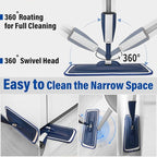 Spray Mops for Floor Cleaning Floor Mop with a Refillable Spray Bottle and 3 Washable Microfiber Pads Home or Commercial Use Dry Wet Flat Mop for Hardwood Laminate Wood (Dark Blue)