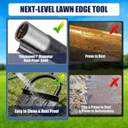 Heavy-Duty Manual Grass Edger Tool - 39 Inch Half Moon Lawn Edger with Wide Footplate. All-in-One Steel Border Edger for Landscaping, Garden Edging, Creating Trenches and Burying Irrigation Cables