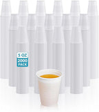Lilymicky 2000 PACK 5 oz White Plastic Cups, 5 Ounce Disposable Plastic Bathroom Cups for Tasting, Drinking