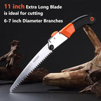 REXBETI Folding Saw, Heavy Duty 11 Inch Extra Long Blade Hand Saws for Wood Camping, Dry Wood Pruning Saws With Hard Teeth, Quality SK-5 Steel, Gifts for men