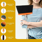 Broom and Dustpan Set with 54 Inch Long Handle - Perfect Dust Pan and Brush Combo for Home Efficient Cleaning (Orange and Grey)