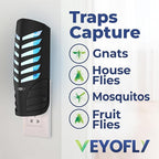 VEYOFLY Fruit Fly Traps for Indoors, Fly Trap Indoor, (4 Device + 12 Refills) Fly Catcher Indoor, Gnat Traps for House Indoor, Fly Trap, Plug in Light Flying Insect Trap, Bug Killer