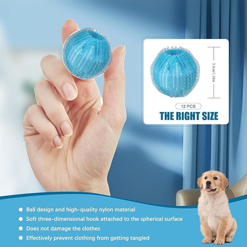 12 Pcs Pet Hair Remover for Laundry, Suitable for All Kinds of Domestic Pets Such as Dogs and Cats. Reusable and Environmentally Friendly Laundry pet Hair Remover.