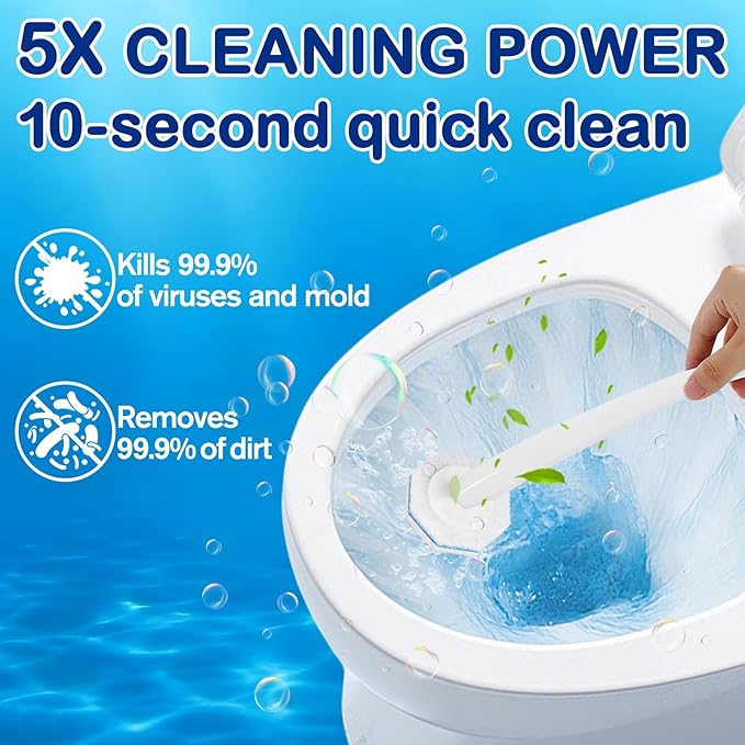 SVPSNUMSI 60 Count Disposable Toilet Wand Refills for Toilet Wand, 5X Cleaning Power Scrubber Refill, Bathroom Cleaning Supplies, No Falling Apart, Fresh Fragrance