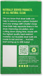 Charlie's Soap Eco-Friendly Dryer Balls 2 Pack - Reusable, Durable, Unscented Alternative to Dryer Sheets, Wool Balls, or Scent Beads