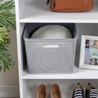Sterilite 6-Pack Tall Basket, Woven Plastic Storage Baskets for Organization, Cement - Organizing Bin Containers with Handles for Bedroom, Bathroom, Dorm, and Closet