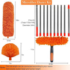 20+ Feet High Reach Dusting Kit with 3-14 ft Extension Pole //2 in 1 Window Cleaning Kit // High Ceiling Duster // Cobweb Microfiber Duster // Outdoor & Indoor Extendable Duster Cleaning Kit