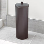 iDesign Freestanding Bathroom Toilet Paper Storage Holder with Lid for 3 Extra Rolls, 2-Pack, Bronze