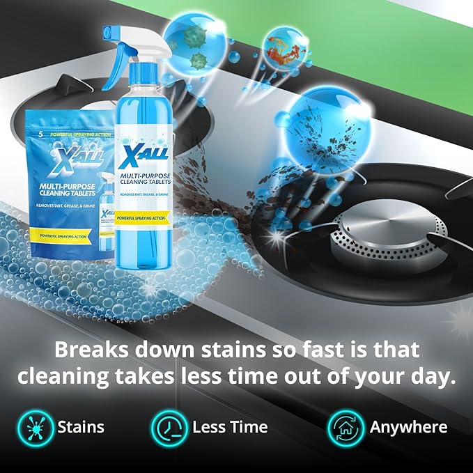 X-ALL Multi-Purpose Cleaning Tablets – Streak-Free Shine and Deep Cleaning Tablet for Home on All Surfaces, 5x Tablets Only