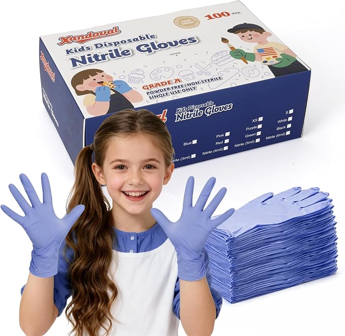 Kids Disposable Gloves, SmalNitrile Gloves for Cleaning, Cooking, Gardening