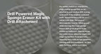 3.5” Drill Powered Magic Sponge Eraser 6 Pieces Kit with Drill Attachment | 25% Thicker Ultra Durable Melamine Cleaning Eraser Pads for Bathroom Kitchen Floors Walls Baseboards Crayon Marker and More