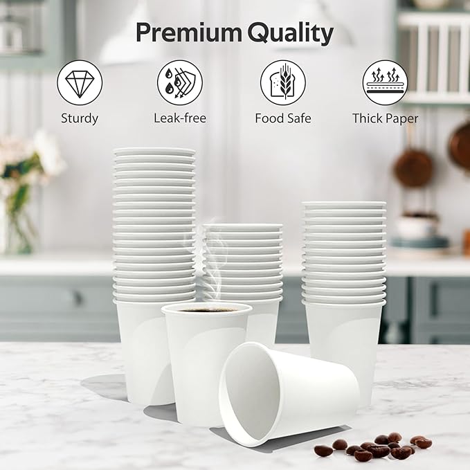 360 Count 12 oz Coffee Cups, Leak-Free Food Safe Paper Cups 12 oz, Disposable 12oz White Paper Cups for Cold and Hot Drinks