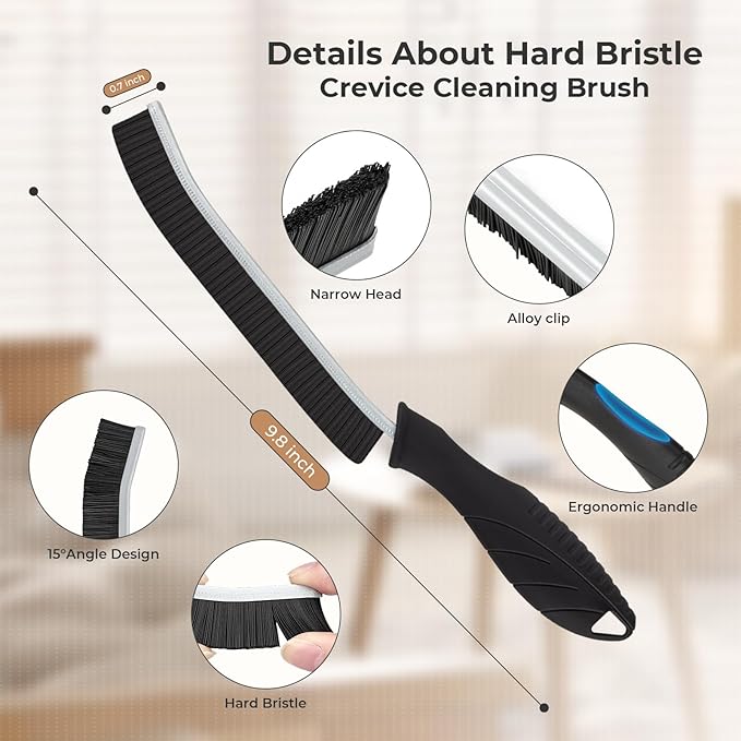 Cleaning Brush-Hard Crevice Cleaning Brushes, Multifunctional Window Groove Brushes, Grout Brush, Cleaning Tool for Bathroom, Kitchen, Toilet, Tile, Sink, Home (6, Black)
