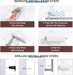 ASTOFLI Paper Towel Holder Under Cabinet No Drilling, Self Adhesive Paper Towel Holder Wall Mount for Kitchen Rack, Under Counter Napin Holder No Drill, RV, 304 Stainless Steel, Silver