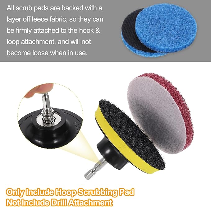 uxcell 16 Pcs 5 Inch Nylon Hoop Scrubbing Pad 120/240 Grits Scrubber Scouring Pads Hoop and Loop Surface Conditioning Drill Scuffing Disc, Green/Brown/Blue/White