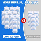 100 Count Disposable Toilet Brush,Toilet Cleaner Wand Refills Compatible with Most Toilet Brushes- No Falling Apart, Fresh Fragrance，4X Cleaning Power，Bathroom Cleaning.