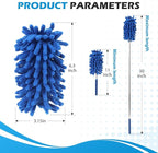12 Pack Microfiber Dusters for Cleaning, High Duster with Extension Pole, Long Handled Feather Dusters, Household Cleaning Supplies for Ceiling, Car, Furniture, Fan, Sofas(Blue)