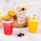 Goodluck 100PCS 14oz Silver Plastic Cups for Party, Disposable Silver Cups, Plastic Cocktail Glasses for Wedding Thanksgiving, Christmas, and Parties