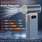 Metal Electric Compressed Air Duster, 300000RPM High Speed Rechargeable Air Blower&Pump for Leaf Blower with Digital Display, 4-Speed Modes-Brushless Motor Mini PC Dust Cleaner with Light(Silver)