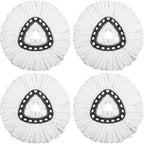 4 Pack Mop Replacement Heads Compatible with O Ceda Mop Replace Head EasyWrin Spin Mop Heads Replacements, Microfiber Mop Refills, Easy Cleaning Mop Head Replacement - 4 Pack White(1-Tank System)