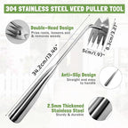 Weed Puller Tool, 4 Teeth Stainless Steel Manual Weeder, Portable Weed Remover Pulling Tool for Cracks Vegetables Garden Backyard Farm Planting & Weeding