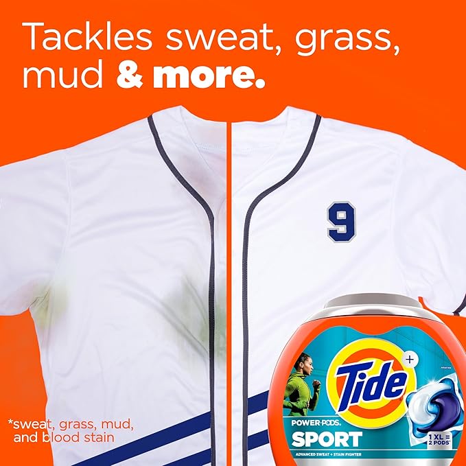 Tide Power Pods Sport Laundry Detergent Pacs, 32 Count, Advanced Sweat + Stain Fighter