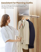 Supforce Valet Rod for Closet Pull Out, Retractable Slide Out Valet Rod Closet Organization, 12" Aluminum Valet Clothing Hanger Rods Perfect for Suits, Freshly Pressed Clothes, Gold
