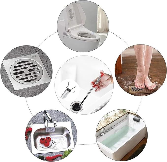 Drain Snake Hair Drain Clog Remover, 61 Inch Shower Snake Sink Unclogger Tool for Home Sink, Bathroom Tub,Drain, Toilet, Tight Spaces