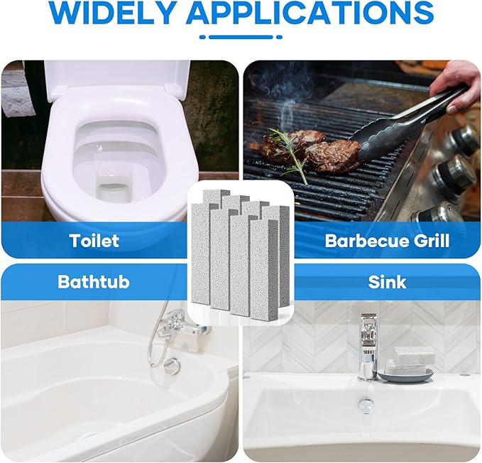 8 Pack Pumice Stone, Gray Pumice Stone for Toilet Bowl Cleaning, Scouring Stick for Cleaning Toilet, Bathroom, Kitchen Sink, Grill (Gray)