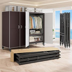 Heavy Duty Covered Clothes Rack with Magnetic Door Foldable Portable Wardrobe Closet for Hanging Clothing Rolling Black Metal Garment Rack on Wheels Closet System (Brown, 70.89in)
