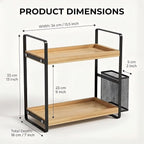 LEMIKKLE 2-Tier Wood Bathroom Counter Organizer with Basket,Waterproof Vanity Perfume Skincare Storage for Bathroom, Kitchen, Dresser